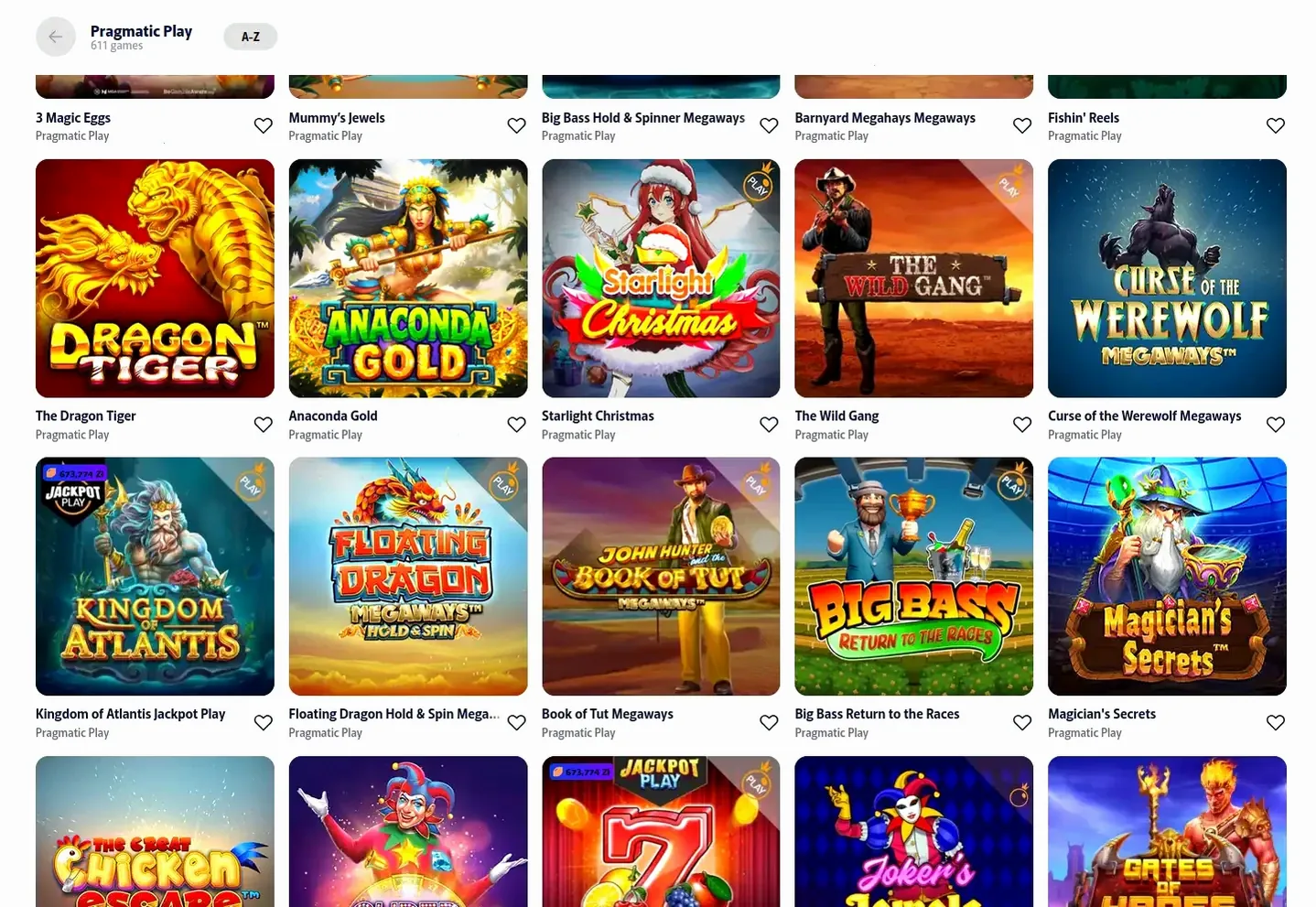 Gama Casino Spielauswahl